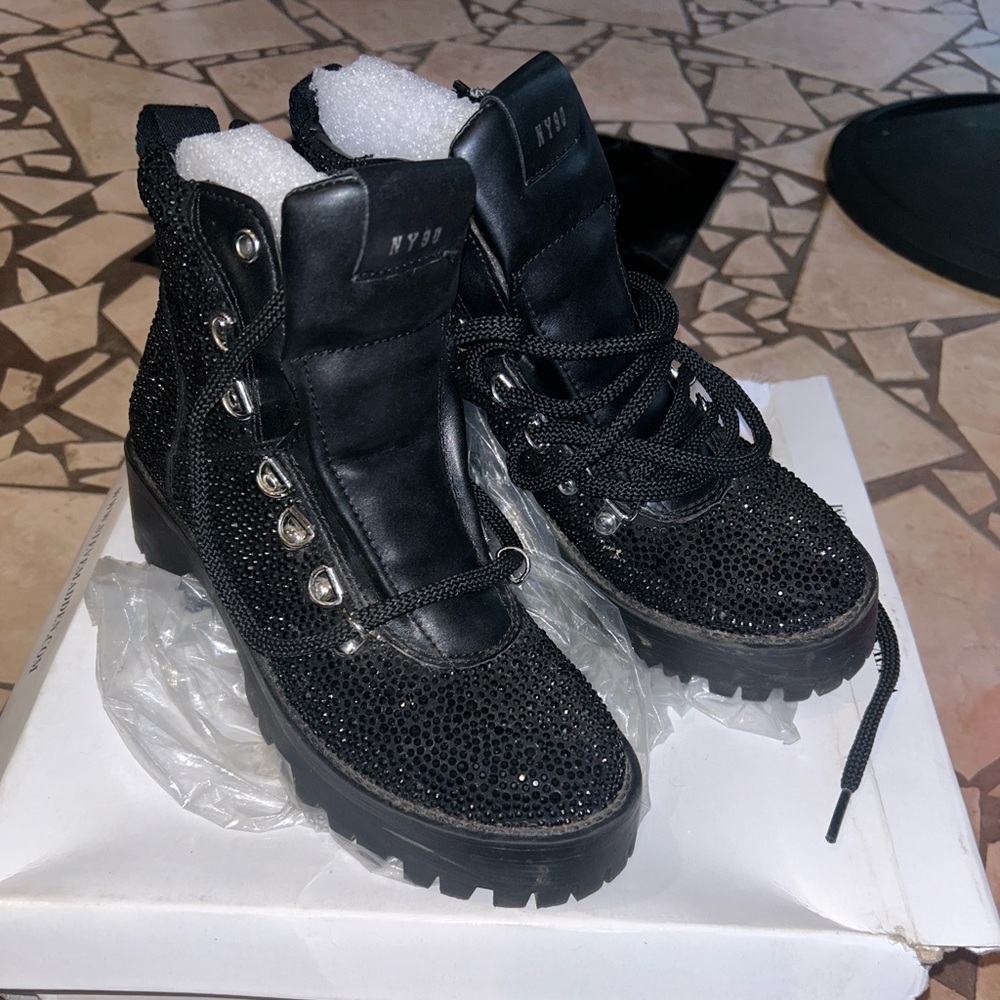 Black Bah Rhinestone Boots
